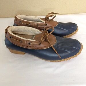 JBU by Jambu "Gwen"‎ Duck Shoes Brown Navy Faux Fur Lined Size 7M